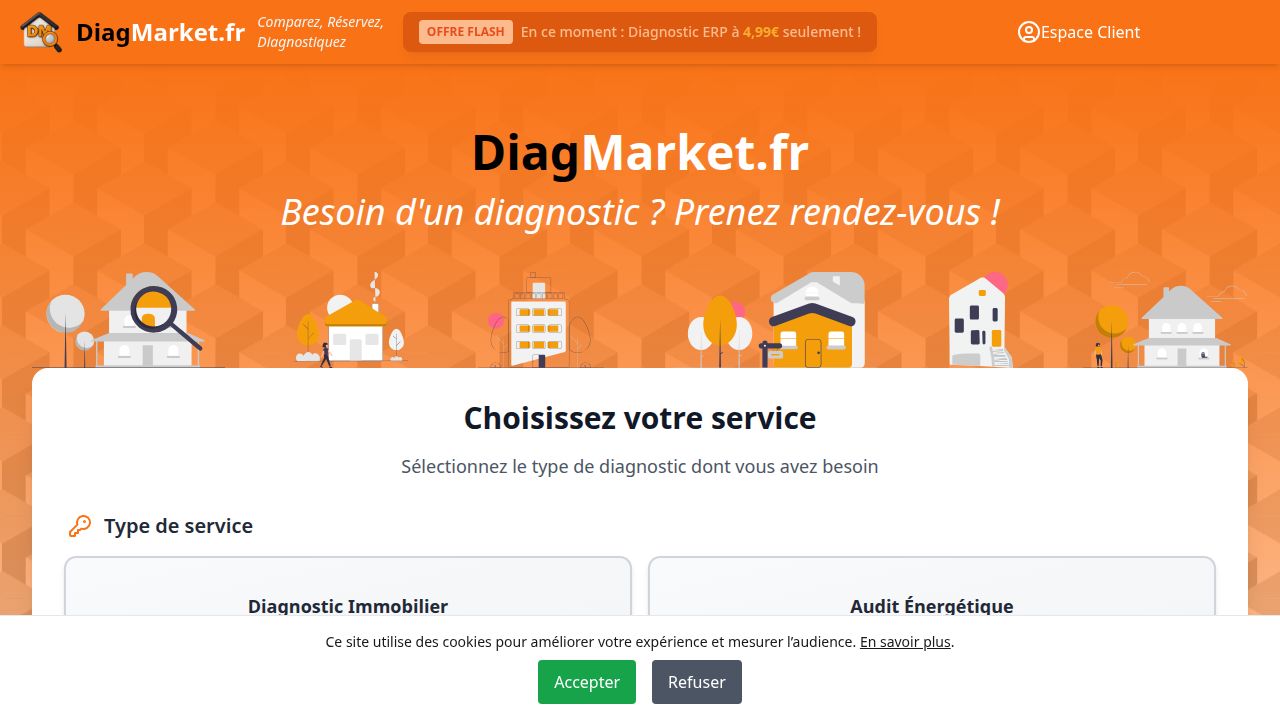 DiagMarket.fr — plateforme de réservation de diagnostics immobiliers