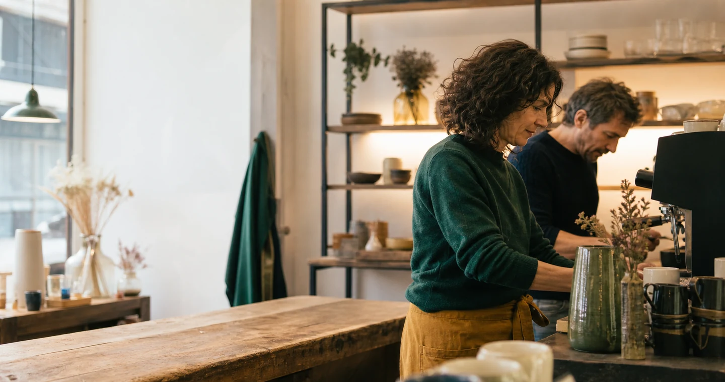 Deux commerçants préparent l’ouverture de leur boutique